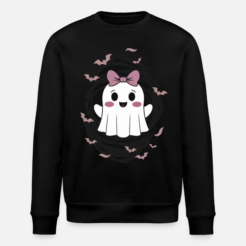 Süßer Geist mit Fledermäusen - Stanley/Stella Unisex Bio-Sweatshirt ROLLER - Schwarz