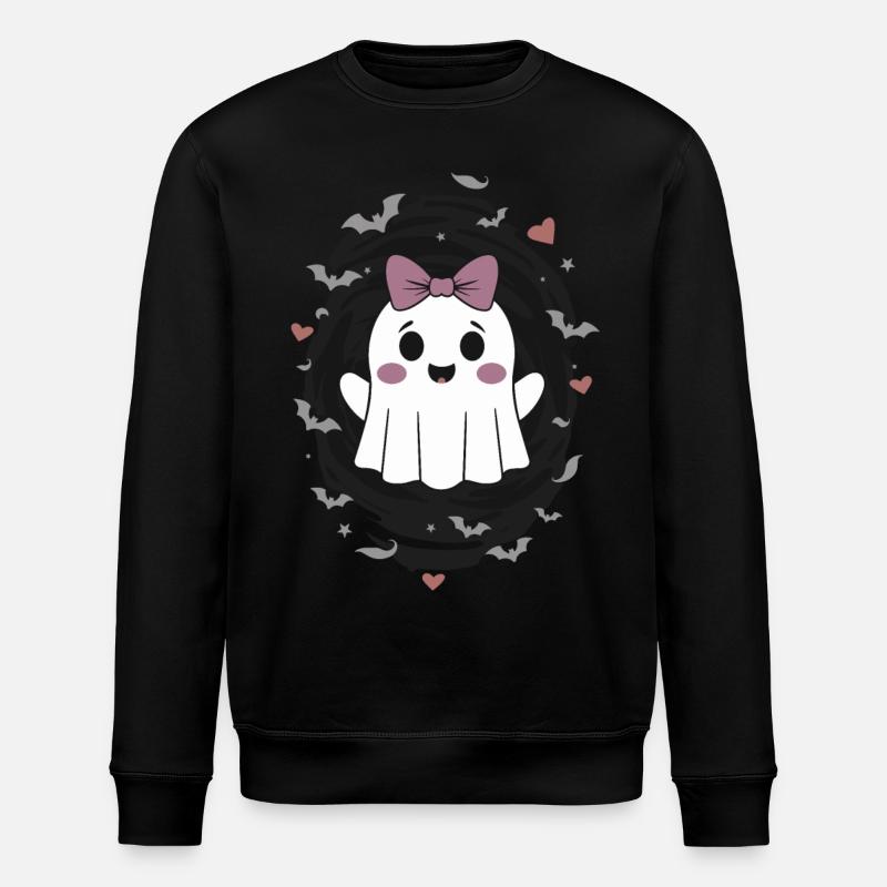 Cute Ghost with Bats - Stanley/Stella ROLLER Unisex Organic Sweatshirt - black
