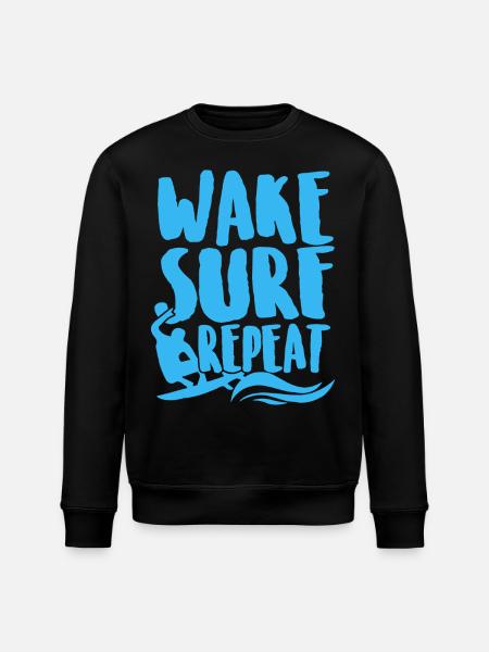 Surfing Wake Surf Repeat - Stanley/Stella ROLLER Unisex Organic Sweatshirt - black