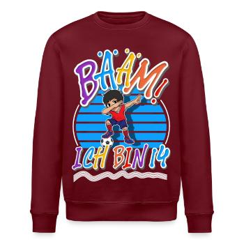 14. Geburtstag Kinder Fußball - Stanley/Stella Unisex Bio-Sweatshirt ROLLER - Burgunderrot - Vorne - Nik (191cm)