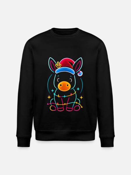 Donkey Elf Christmas Funny Gift - Stanley/Stella ROLLER Unisex Organic Sweatshirt - black