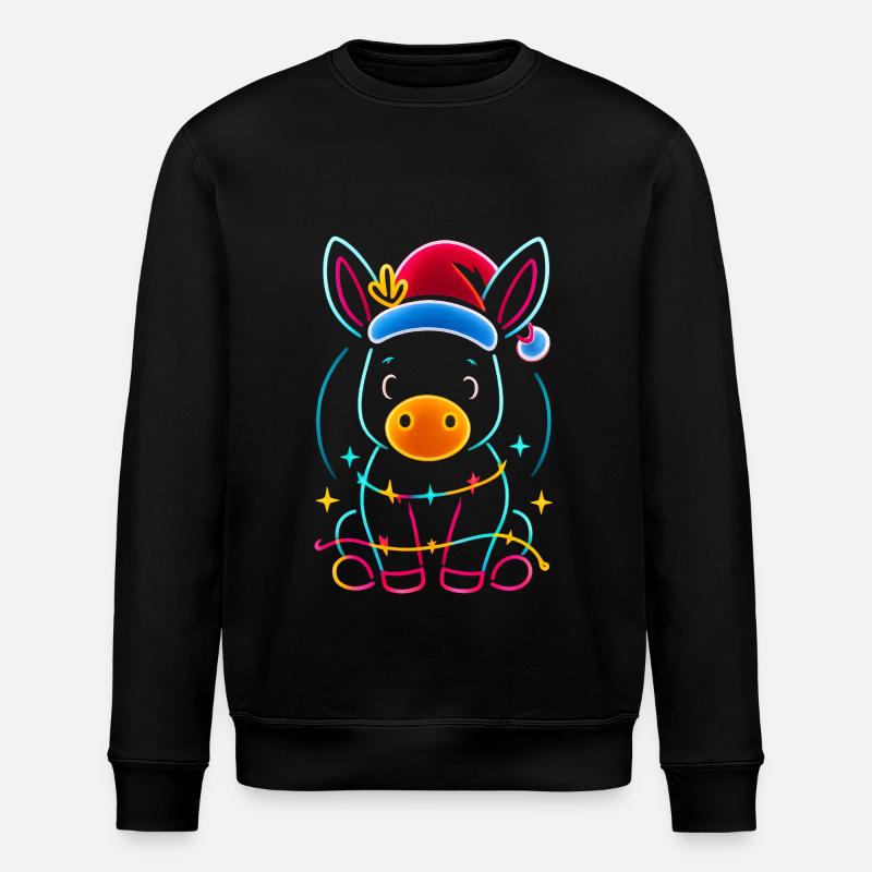 Esel Elfe Weihnachten Lustig Geschenk - Stanley/Stella Unisex Bio-Sweatshirt ROLLER - Schwarz