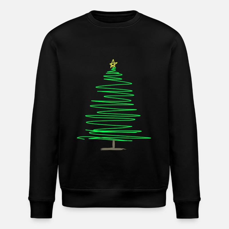 Grüner Spiraltannenbaum mit Stern - Stanley/Stella Unisex Bio-Sweatshirt ROLLER - Schwarz