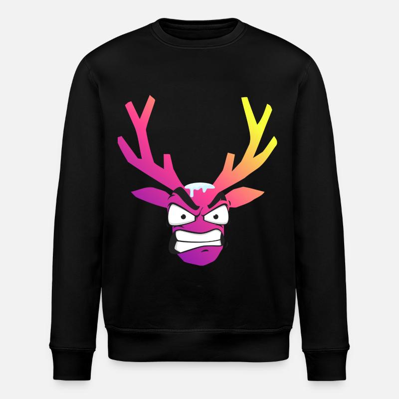 Furious Christmas Snow Deer Head - Stanley/Stella ROLLER Unisex Organic Sweatshirt - black