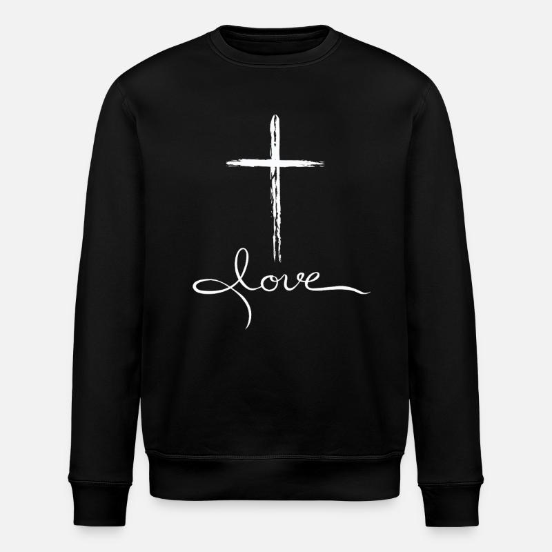 Cross of Love Script - Stanley/Stella ROLLER Unisex Organic Sweatshirt - black