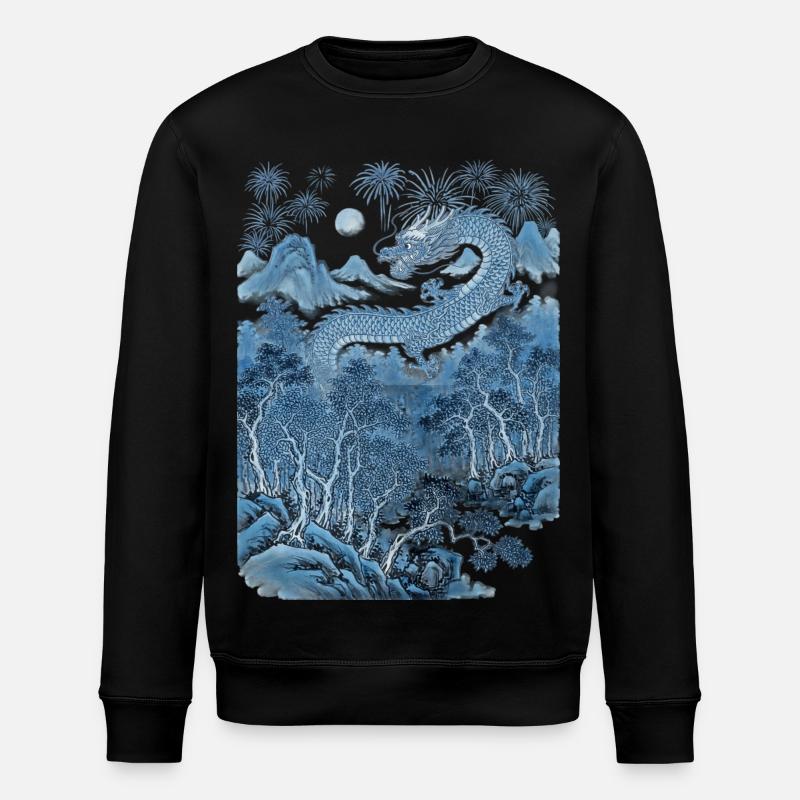 Chinesischer Drache Feuerwerk - Stanley/Stella Unisex Bio-Sweatshirt ROLLER - Schwarz