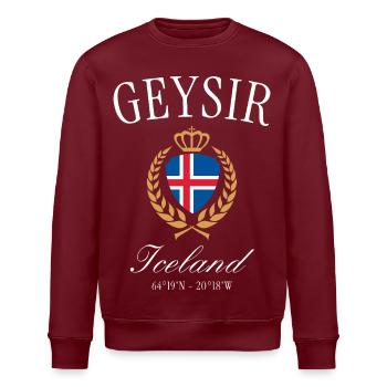 Geysir Island Wappen Krone – Reise Souvenir - Stanley/Stella Unisex Bio-Sweatshirt ROLLER - Burgunderrot - Vorne - Nik (191cm)