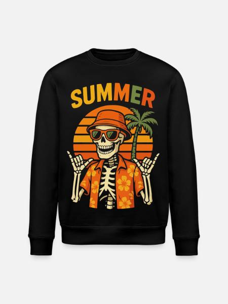 Hawaiianisches Palmen-Sommerskelett - Stanley/Stella Unisex Bio-Sweatshirt ROLLER - Schwarz