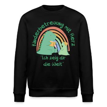 Kinderbetreuung mit Herz - Ich zeig dir die Welt - Stanley/Stella Unisex Bio-Sweatshirt ROLLER - Schwarz - Vorne - Nik (191cm)