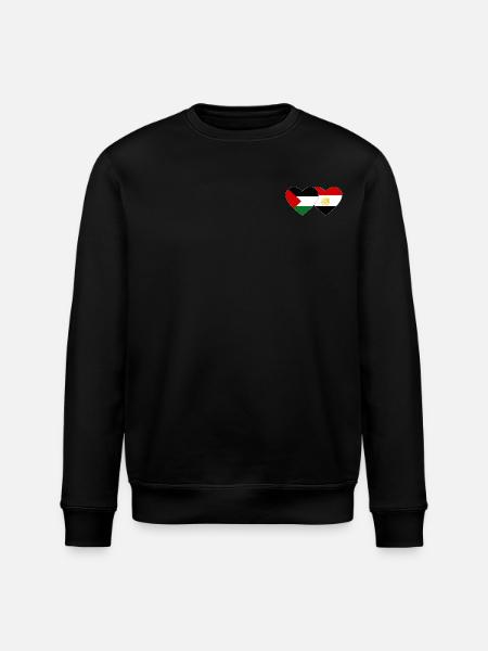 Palestine Egypt Flag Heart - Stanley/Stella ROLLER Unisex Organic Sweatshirt - black