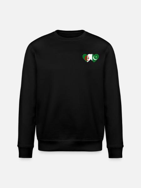 Algeria Pakistan Flag Heart - Stanley/Stella ROLLER Unisex Organic Sweatshirt - black
