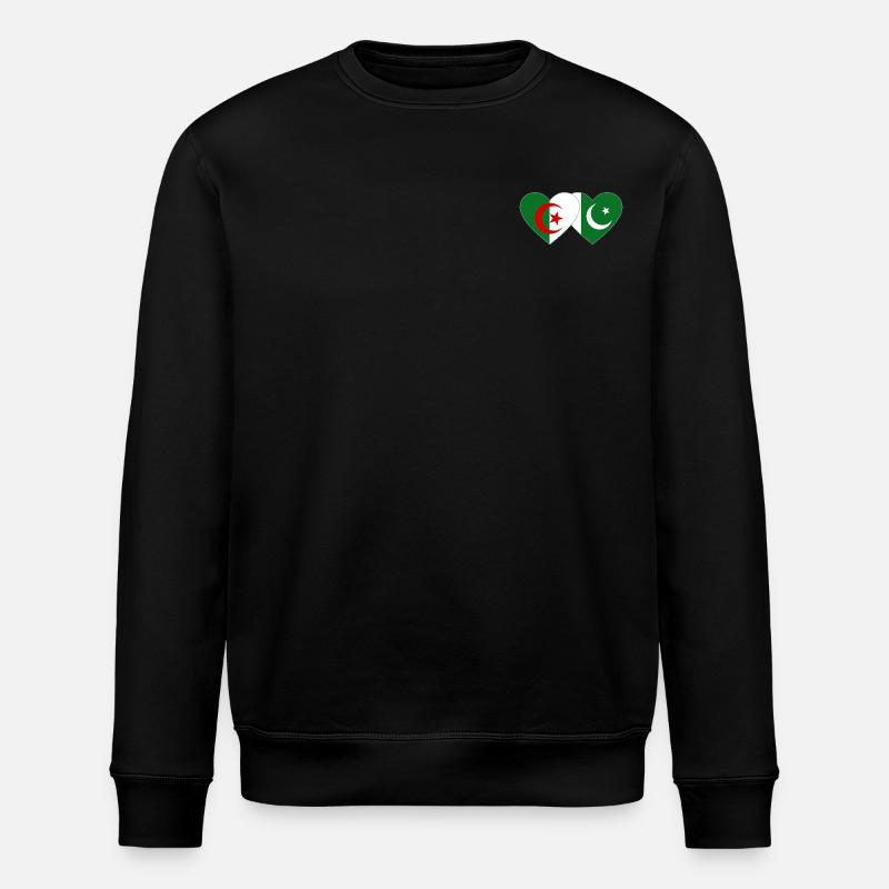 Algerien Pakistan Flagge Herz - Stanley/Stella Unisex Bio-Sweatshirt ROLLER - Schwarz