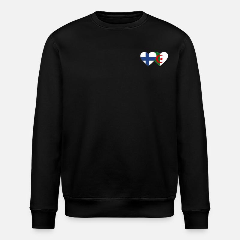 Finnland Algerien Flagge Herz - Stanley/Stella Unisex Bio-Sweatshirt ROLLER - Schwarz