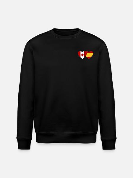 Canada Spain Flag Heart - Stanley/Stella ROLLER Unisex Organic Sweatshirt - black