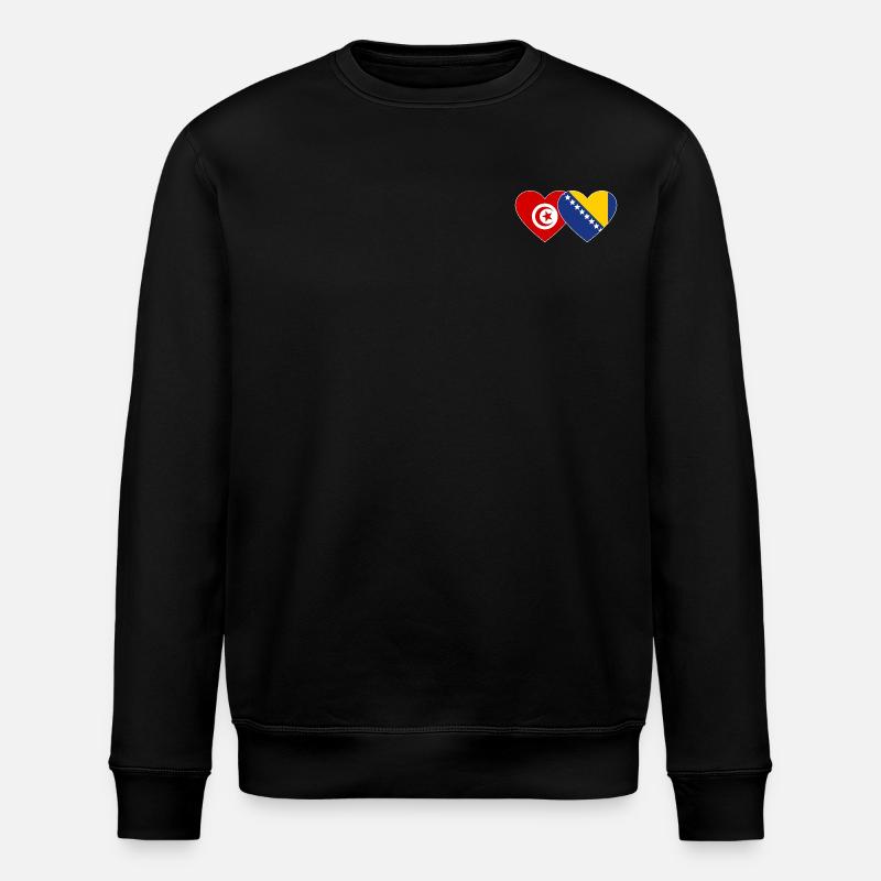 Tunisie Bosnie Drapeau Coeur - Sweat bio ROLLER Stanley/Stella Unisexe - noir