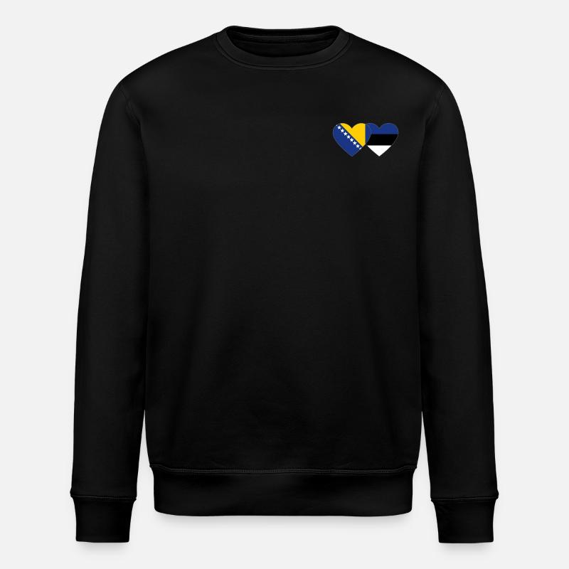 Bosnie Estonie Drapeau Coeur - Sweat bio ROLLER Stanley/Stella Unisexe - noir