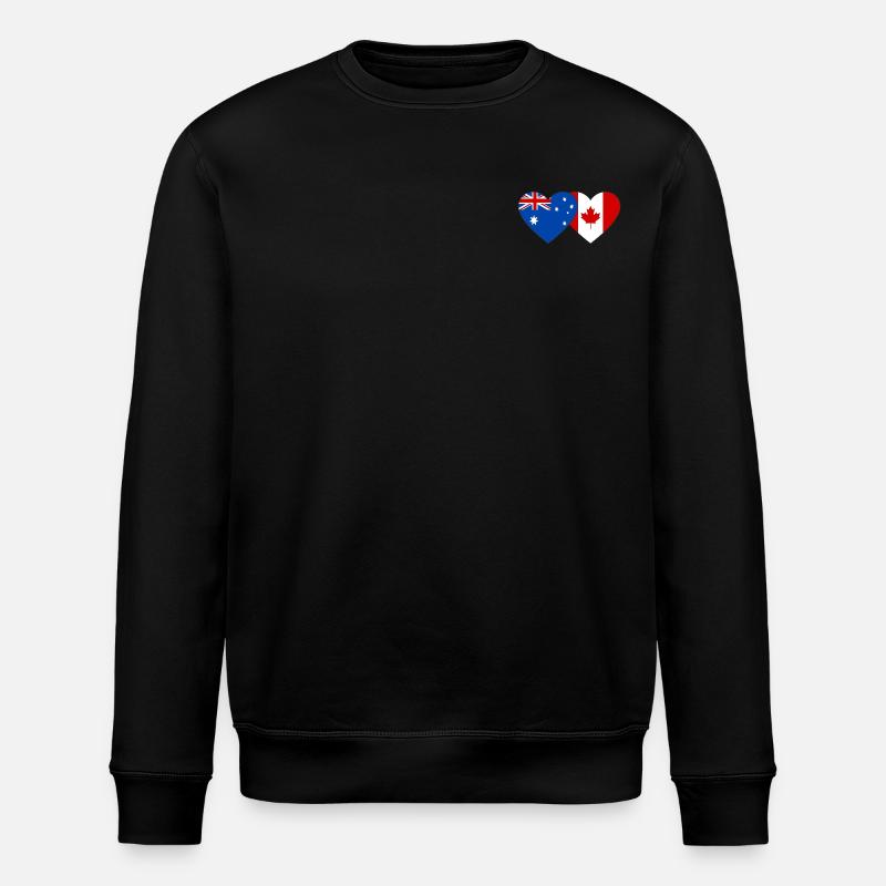 Australie Canada drapeau coeur - Sweat bio ROLLER Stanley/Stella Unisexe - noir
