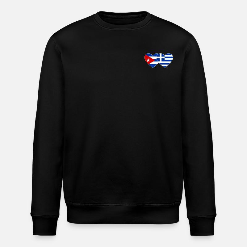 Cuba Greece Flag Heart - Stanley/Stella ROLLER Unisex Organic Sweatshirt - black
