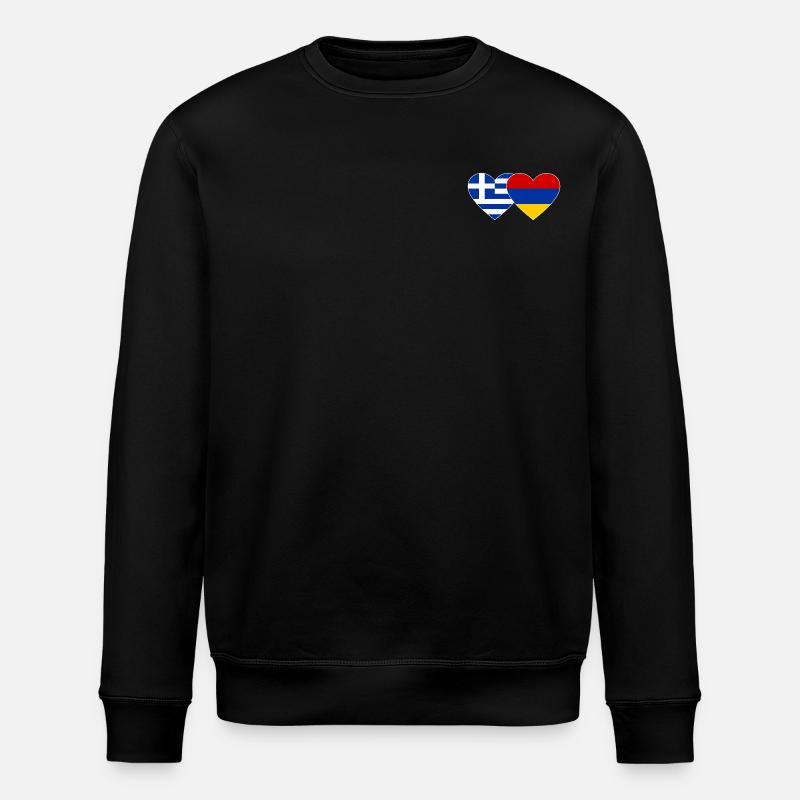 Grèce Arménie Drapeau Coeur - Sweat bio ROLLER Stanley/Stella Unisexe - noir