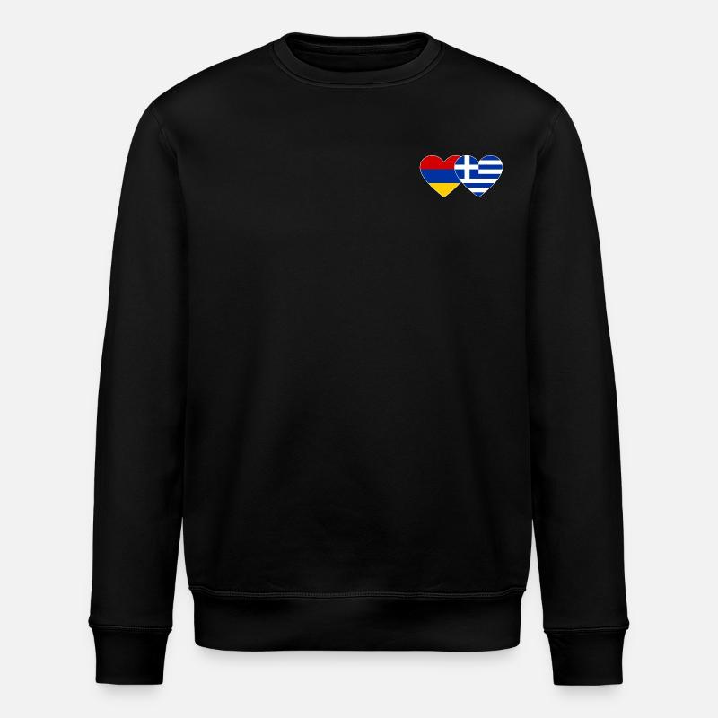 Arménie Grèce Drapeau Coeur - Sweat bio ROLLER Stanley/Stella Unisexe - noir