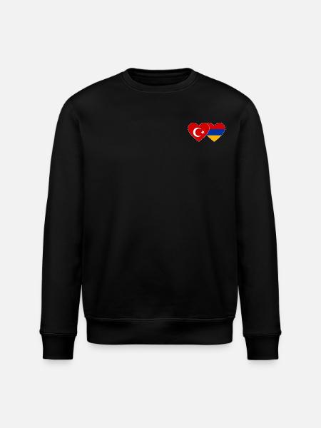 Turkey Armenia Flag Heart - Stanley/Stella ROLLER Unisex Organic Sweatshirt - black