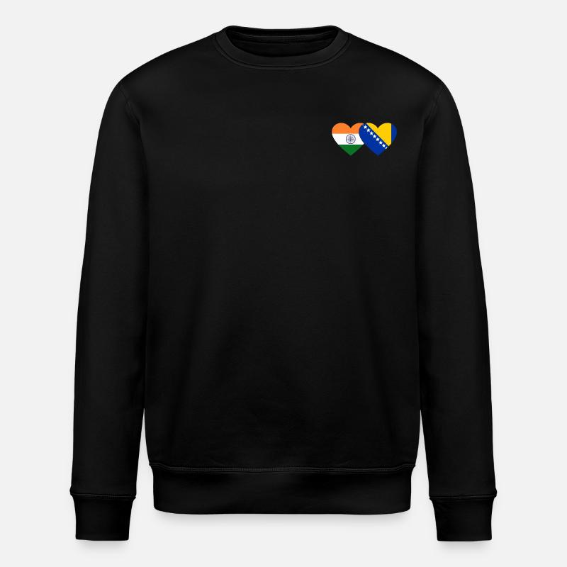 Inde Bosnie drapeau coeur - Sweat bio ROLLER Stanley/Stella Unisexe - noir