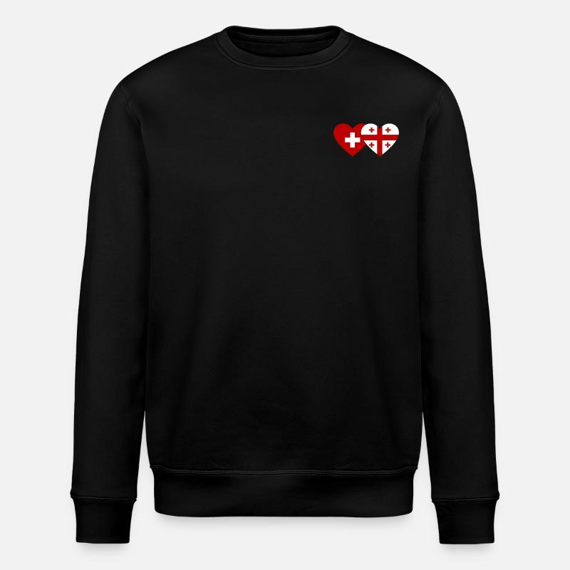 Suisse Géorgie Drapeau Coeur - Sweat bio ROLLER Stanley/Stella Unisexe - noir