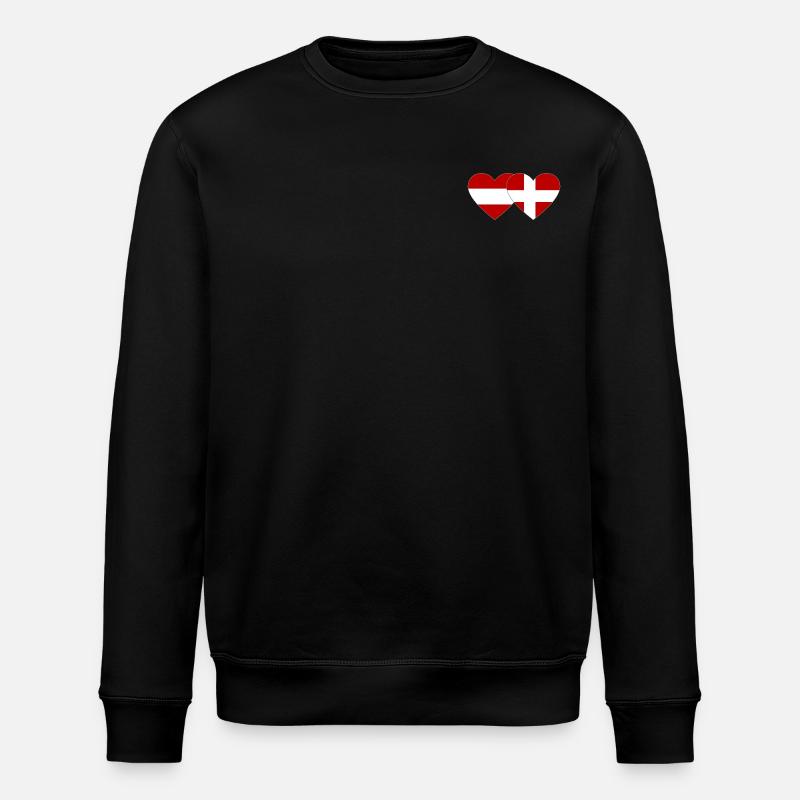 Austria Denmark Flag Heart - Stanley/Stella ROLLER Unisex Organic Sweatshirt - black