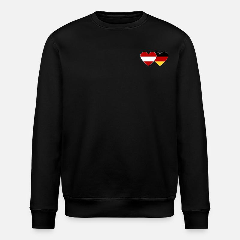 Austria Germany Flag Heart - Stanley/Stella ROLLER Unisex Organic Sweatshirt - black