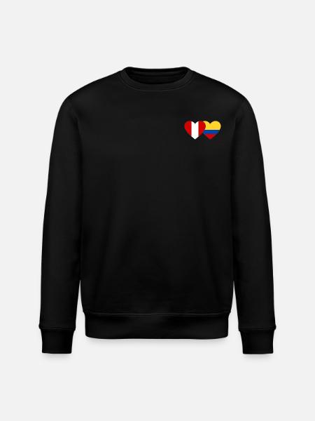 Pérou Colombie Drapeau Coeur - Sweat bio ROLLER Stanley/Stella Unisexe - noir