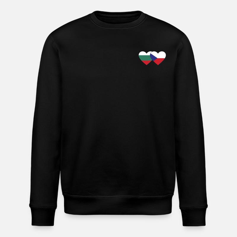 Bulgarie République tchèque Drapeau Coeur - Sweat bio ROLLER Stanley/Stella Unisexe - noir