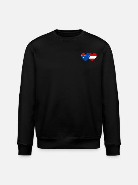 Australia Austria Flag Heart Flag - Stanley/Stella ROLLER Unisex Organic Sweatshirt - black