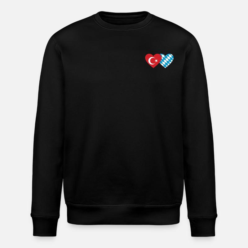 Turquie Bavaroise Drapeau Coeur - Sweat bio ROLLER Stanley/Stella Unisexe - noir