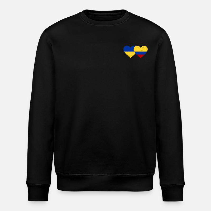 Ukraine Colombie Drapeau Coeur Utilisé - Sweat bio ROLLER Stanley/Stella Unisexe - noir
