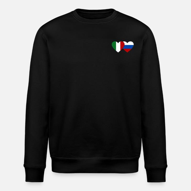 Italie Russie Drapeau Coeur - Sweat bio ROLLER Stanley/Stella Unisexe - noir