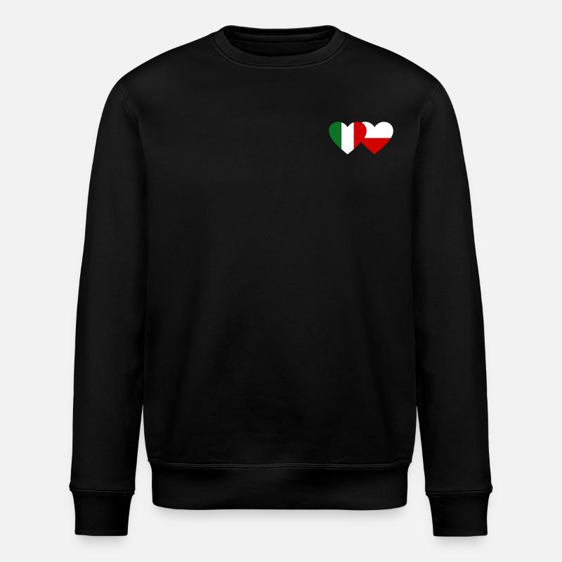 Italie Pologne Drapeau Coeur - Sweat bio ROLLER Stanley/Stella Unisexe - noir
