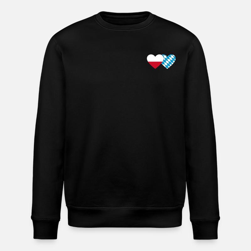 Pologne Bavière Drapeau Coeur - Sweat bio ROLLER Stanley/Stella Unisexe - noir