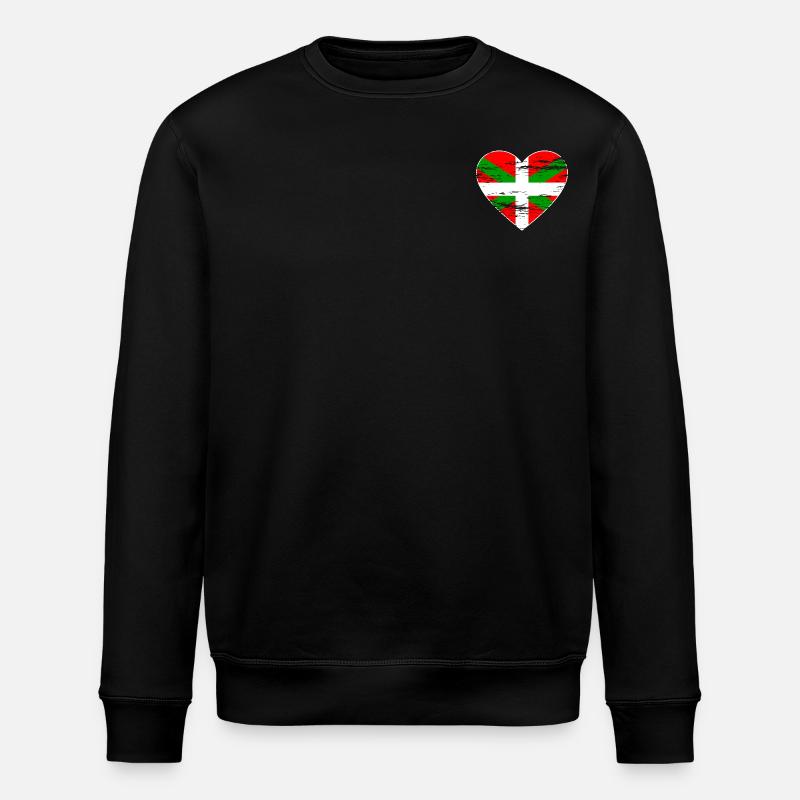 Basque flag heart used - Stanley/Stella ROLLER Unisex Organic Sweatshirt - black