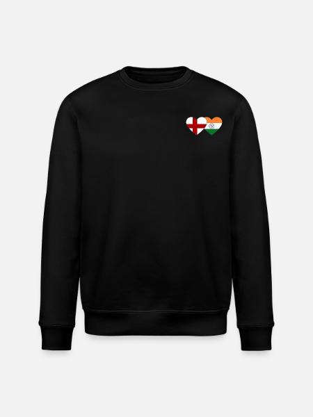 Angleterre Inde Drapeau Coeur - Sweat bio ROLLER Stanley/Stella Unisexe - noir