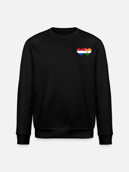 Holland India Flag Heart - Stanley/Stella ROLLER Unisex Organic Sweatshirt - black
