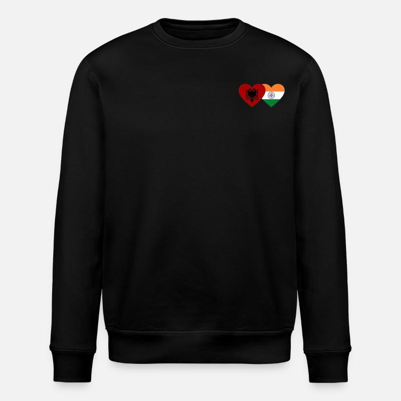 Albanie Inde Drapeau Coeur - Sweat bio ROLLER Stanley/Stella Unisexe - noir