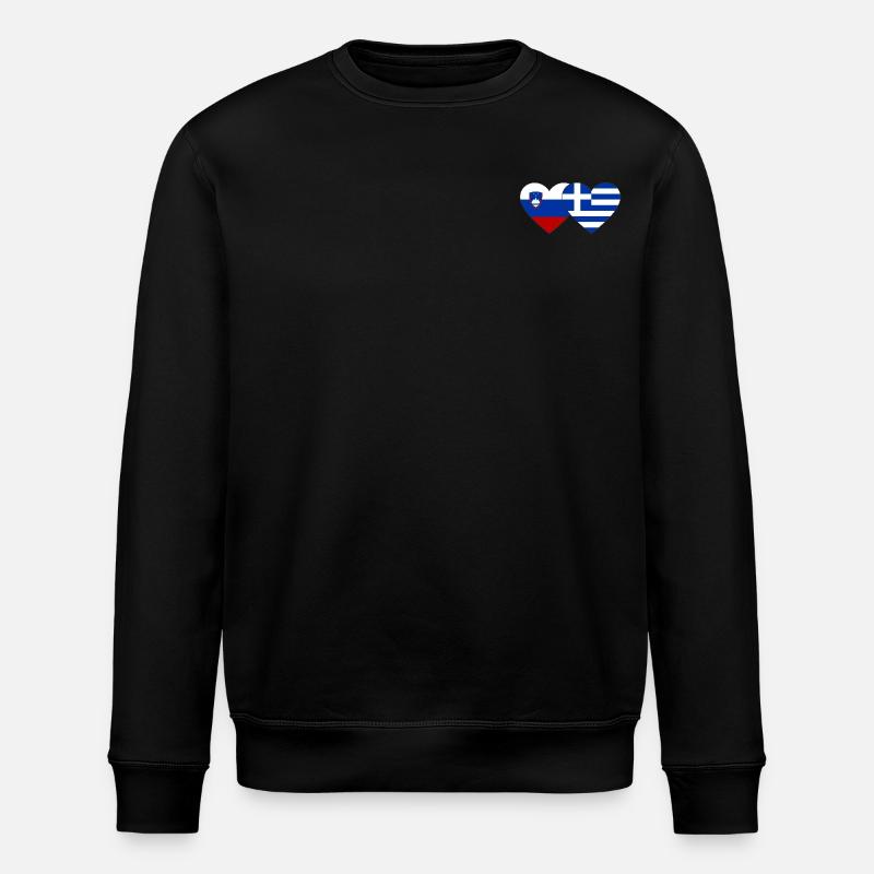 Slovénie Grèce Drapeau Coeur - Sweat bio ROLLER Stanley/Stella Unisexe - noir