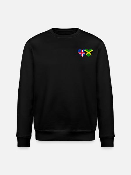 Iceland Jamaica Flag Heart - Stanley/Stella ROLLER Unisex Organic Sweatshirt - black