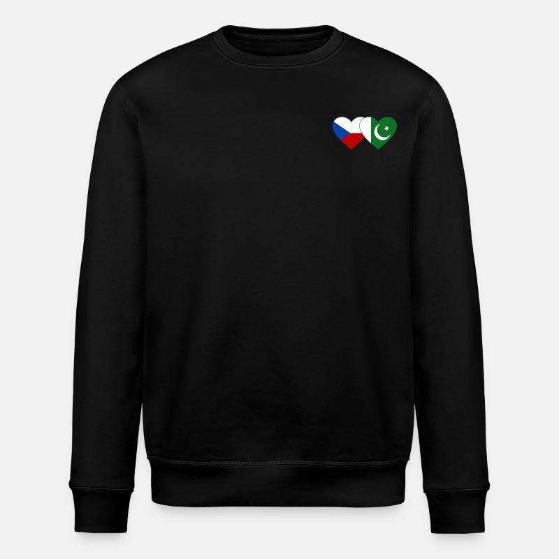 République tchèque Pakistan Drapeau Coeur - Sweat bio ROLLER Stanley/Stella Unisexe - noir