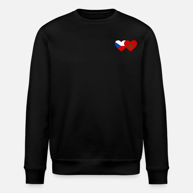 République tchèque Maroc Drapeau Coeur - Sweat bio ROLLER Stanley/Stella Unisexe - noir