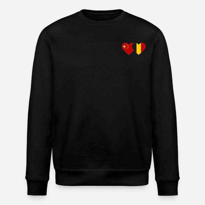Chine Belgique Drapeau Coeur - Sweat bio ROLLER Stanley/Stella Unisexe - noir