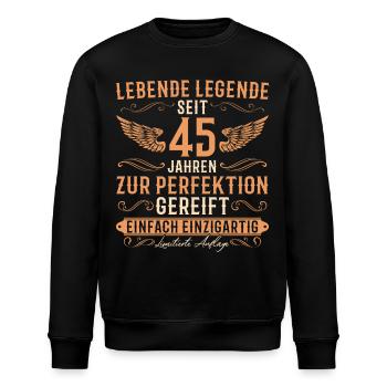 45 Geburtstag Lebende Legende seit 45 Jahren - Stanley/Stella Unisex Bio-Sweatshirt ROLLER - Schwarz - Vorne - Nik (191cm)