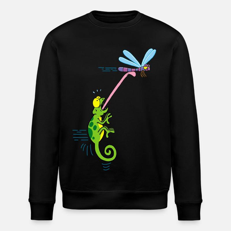 Caméléon et libellule - Sweat bio ROLLER Stanley/Stella Unisexe - noir