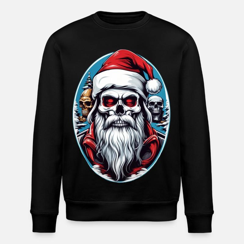 Weihnachtsmann Skull - Stanley/Stella Unisex Bio-Sweatshirt ROLLER - Schwarz