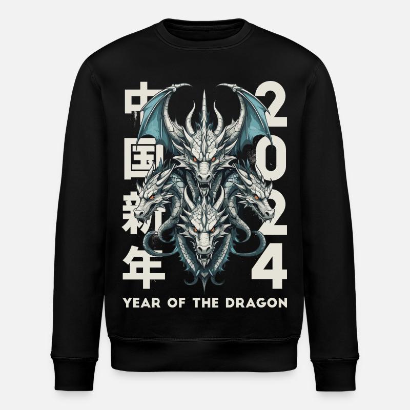 Chinese Dragons - Stanley/Stella ROLLER Unisex Organic Sweatshirt - black
